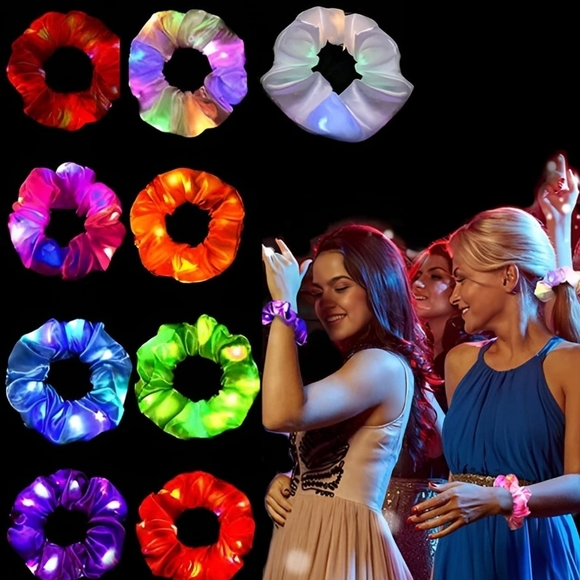 2 PIECE SCRUNCHIE LED LIGHT UP SET In Various Colors - Picture 3 of 8